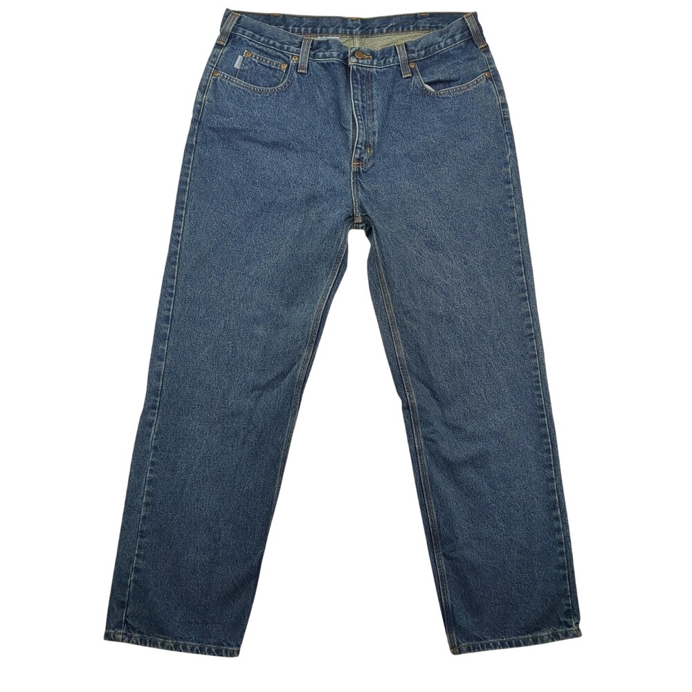 Carhartt Jeans Mens 40x32 B460-DVB Relaxed Fit Blue Denim Straight Leg YKK Zip